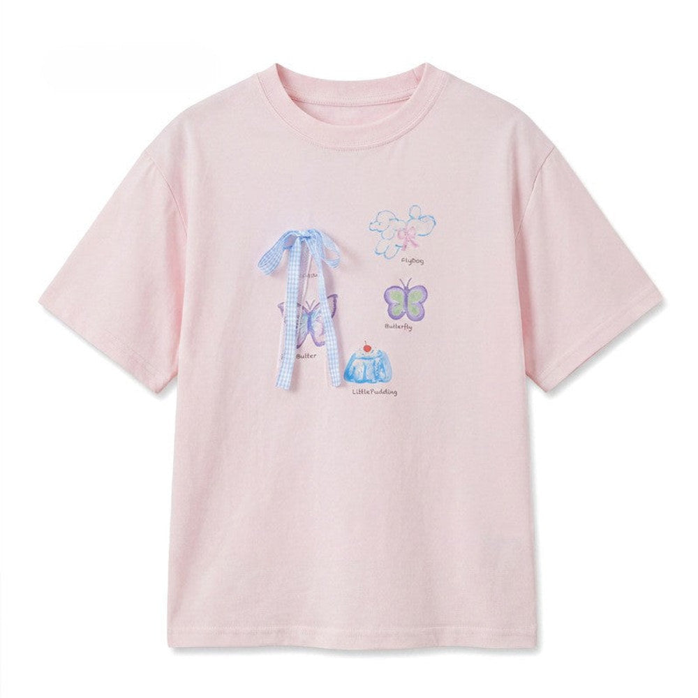 MyKids-USA® Summer Girls’ Cartoon and Letters Pattern Casual T-shirt in European and American Style