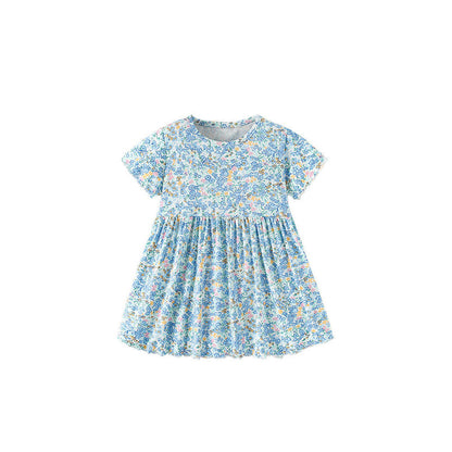 MyKids-USA® Summer Baby Kids Girls Short Sleeves Floral Pattern Dress