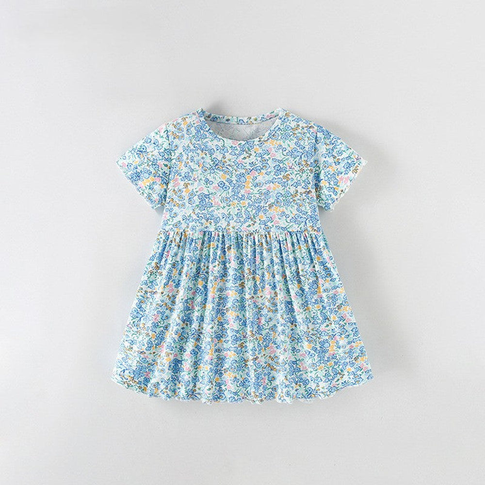 MyKids-USA® Summer Baby Kids Girls Short Sleeves Floral Pattern Dress