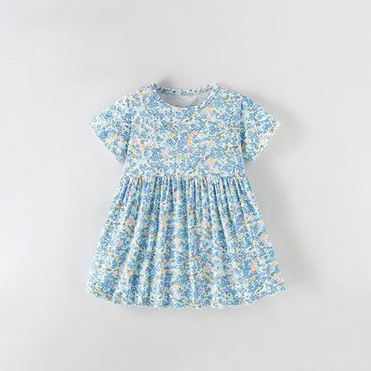 MyKids-USA® Summer Baby Kids Girls Short Sleeves Floral Pattern Dress