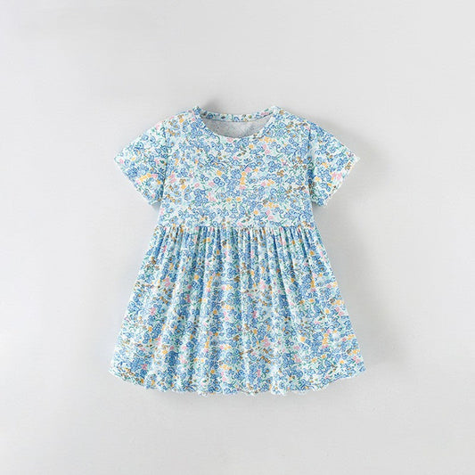 MyKids-USA® Baby Kids Girls Short Sleeves Floral Pattern Dress
