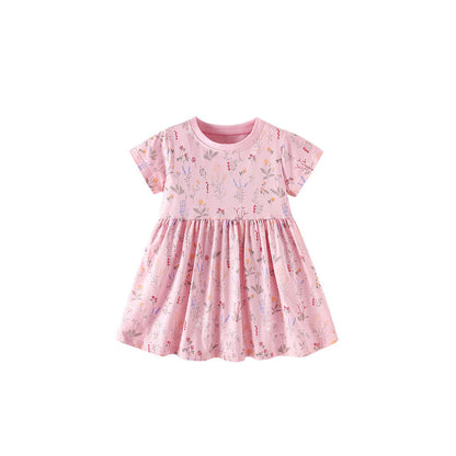 MyKids-USA® Summer Baby Kids Girls Short Sleeves Floral Pattern Dress