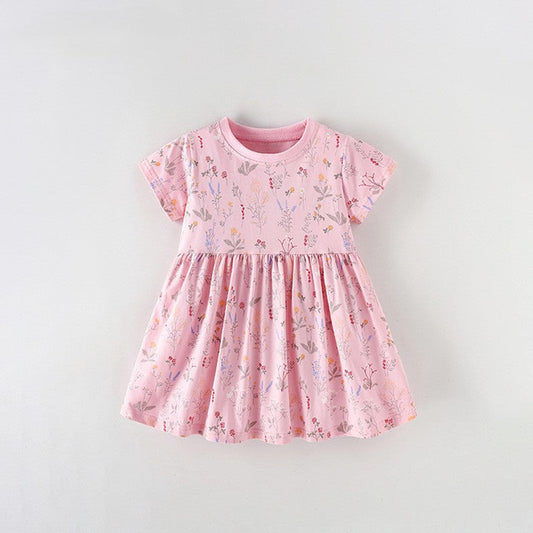 MyKids-USA® Baby Kids Girls Short Sleeves Floral Pattern Dress