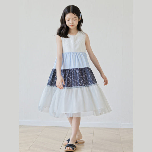MyKids-USA® Sleeveless Color Patchwork Dress for Stylish Girls