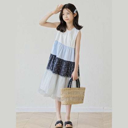 MyKids-USA® Summer Arrival Sleeveless Color Patchwork Dress for Stylish Girls