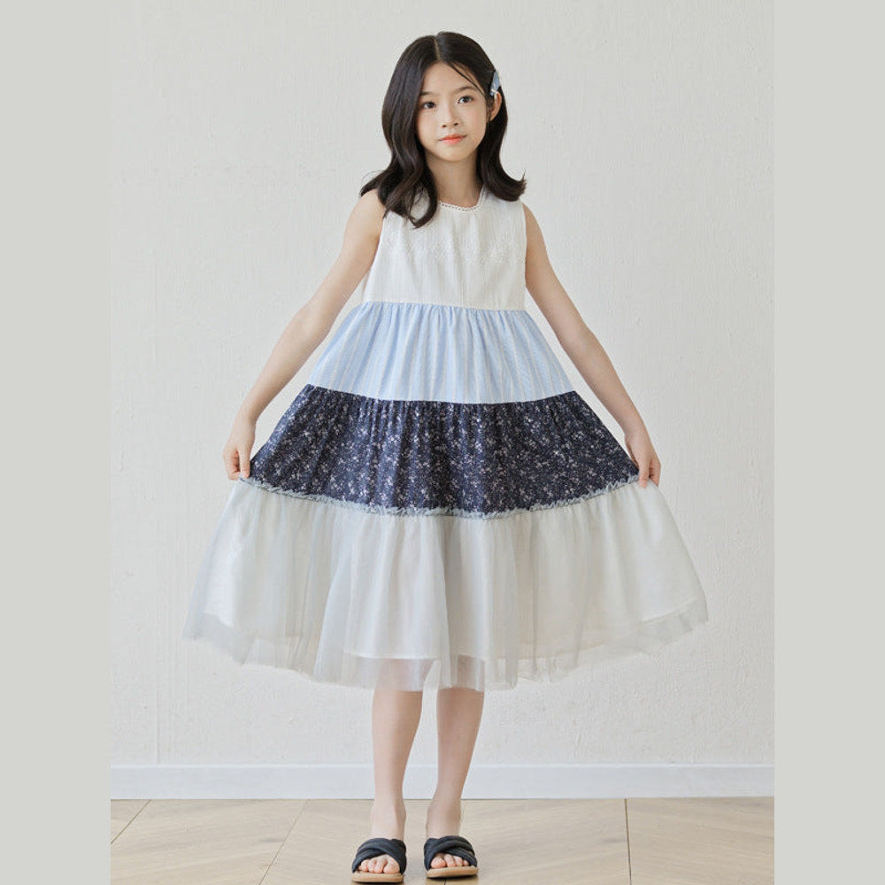 MyKids-USA® Summer Arrival Sleeveless Color Patchwork Dress for Stylish Girls