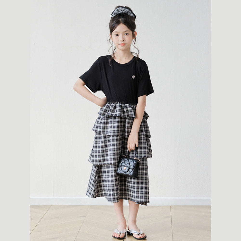 MyKids-USA® Summer Arrival Short Sleeves Color Patchwork Dress for Stylish Girls