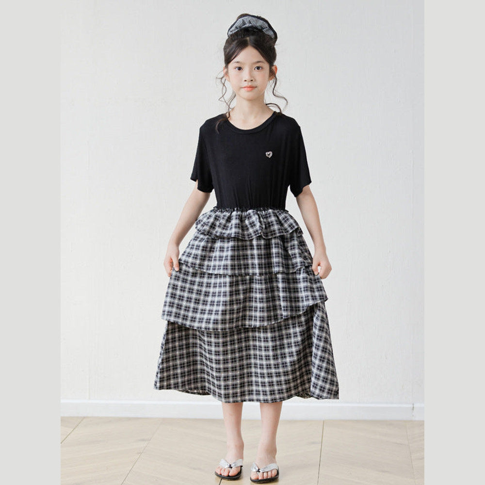 MyKids-USA® Summer Arrival Short Sleeves Color Patchwork Dress for Stylish Girls
