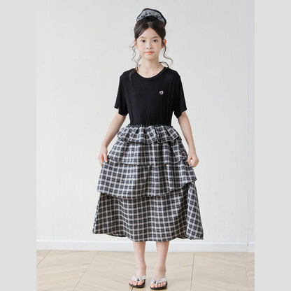 MyKids-USA® Summer Arrival Short Sleeves Color Patchwork Dress for Stylish Girls