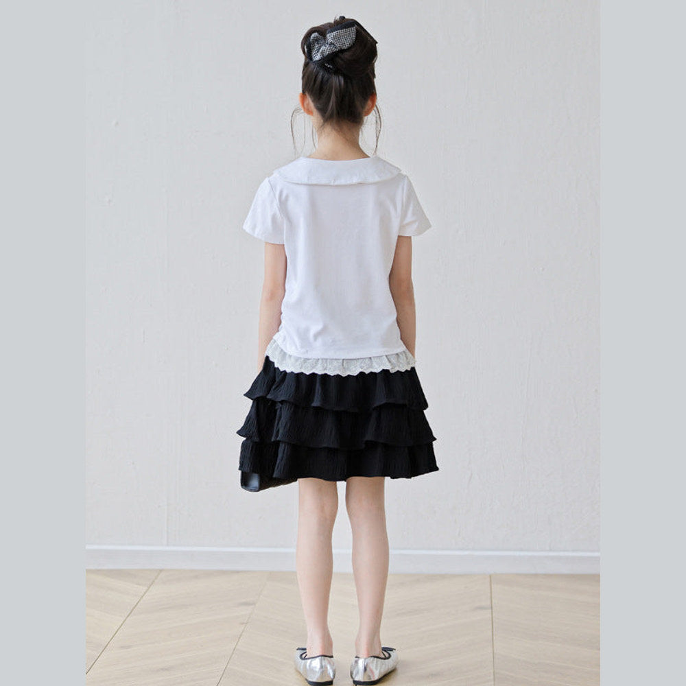 MyKids-USA® Arrival Summer Baby Kids Girls Short Sleeves Puppy Pattern T-Shirt and Black Skirt Sets