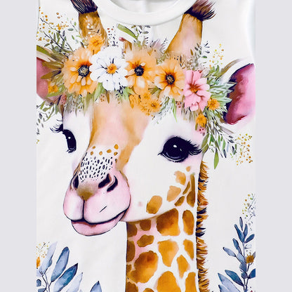 MyKids-USA® Arrival Summer Baby Kids Girls Short Sleeves Flowers and Animals Pattern T-shirt and Shorts Clothing Set