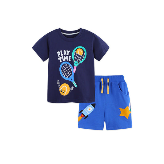 MyKids-USA® Baby Kids Boys Short Sleeves Cartoon Pattern T-shirt and Shorts Clothing Set