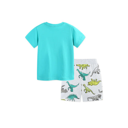 MyKids-USA® Arrival Summer Baby Kids Boys Short Sleeves Animals Cartoon Pattern T-shirt and Shorts Clothing Set
