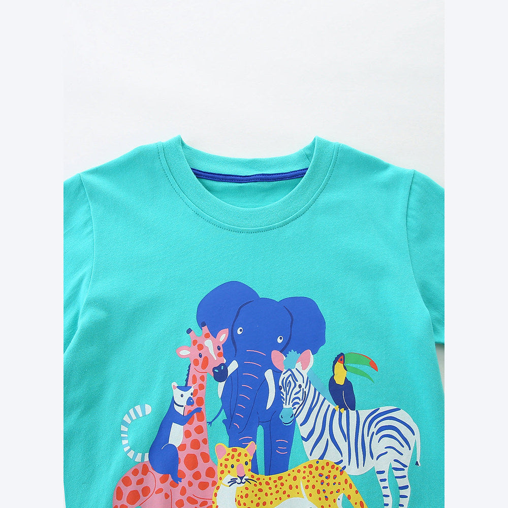 MyKids-USA® Arrival Summer Baby Kids Boys Short Sleeves Animals Cartoon Pattern T-shirt and Shorts Clothing Set