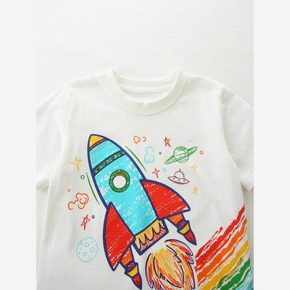 MyKids-USA® Arrival Summer Baby Kids Boys Short Sleeves Cartoon Pattern T-shirt and Shorts Clothing Set