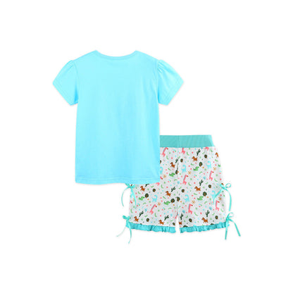 MyKids-USA® Arrival Summer Baby Kids Girls Short Sleeves Cartoon Pattern T-shirt and Shorts Clothing Set