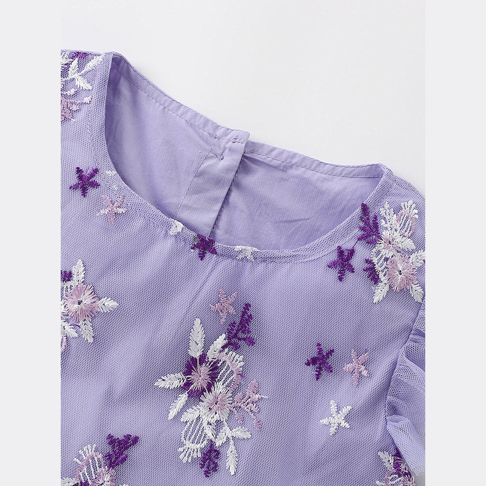 MyKids-USA® Summer Baby Kids Girls Fly Sleeves Flowers Embroidered Pattern Dress