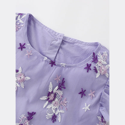 MyKids-USA® Summer Baby Kids Girls Fly Sleeves Flowers Embroidered Pattern Dress