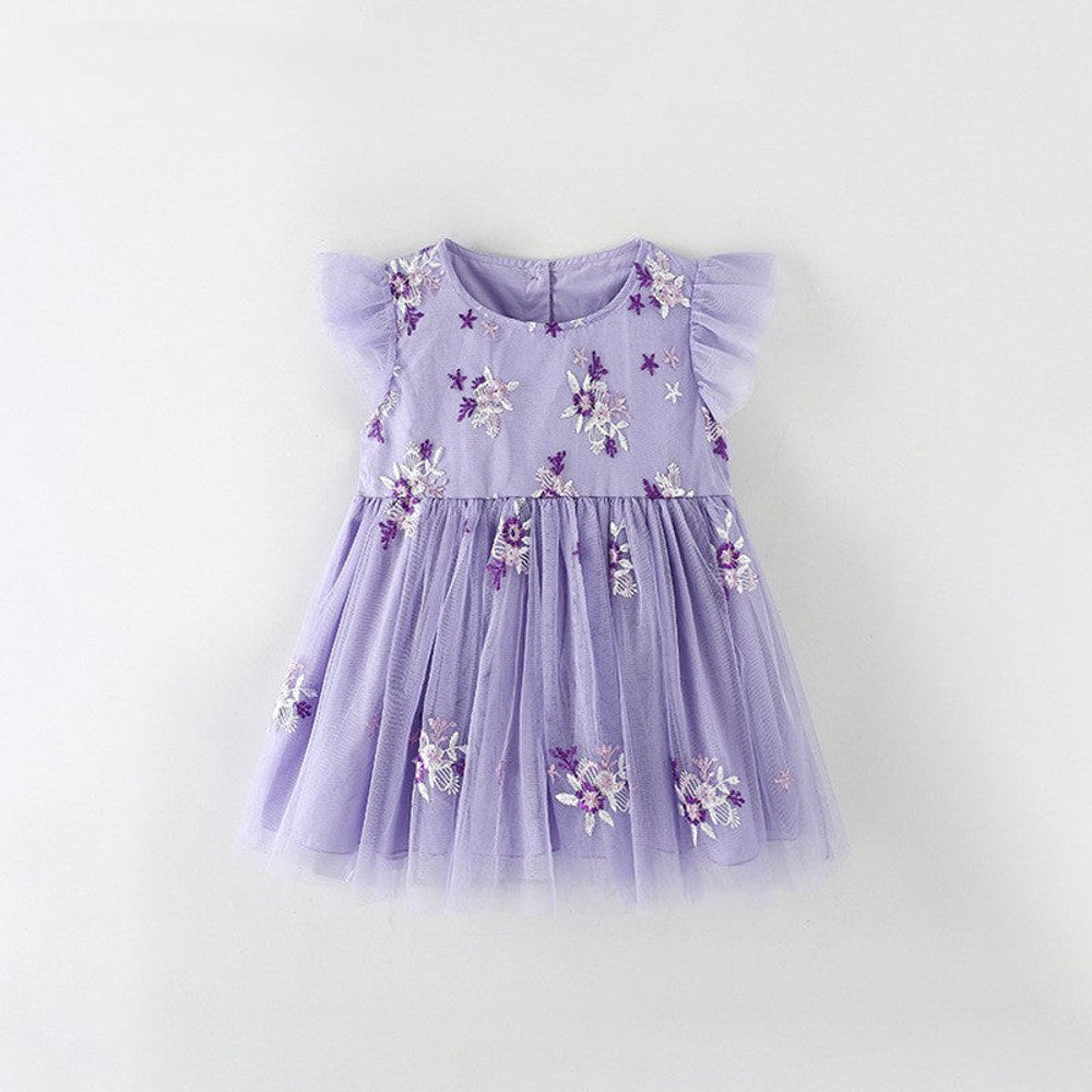 MyKids-USA® Summer Baby Kids Girls Fly Sleeves Flowers Embroidered Pattern Dress