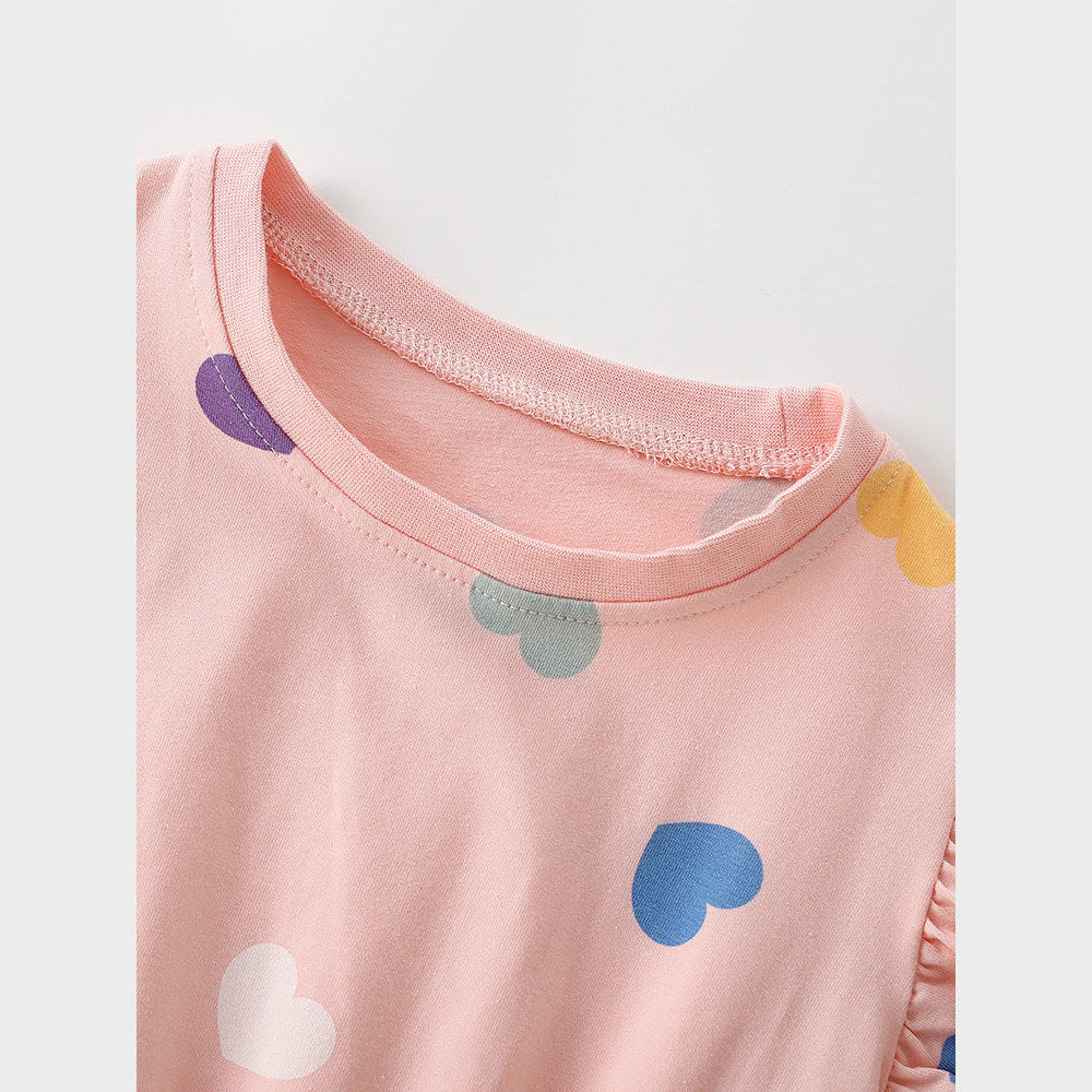MyKids-USA® Summer Baby Kids Girls Fly Sleeves Hearts Pattern Dress