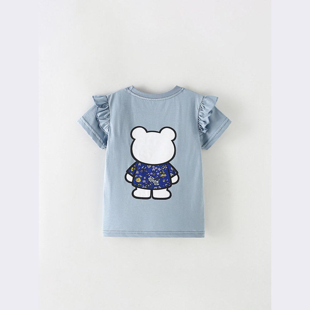 MyKids-USA® Summer Girls’ Cartoon Pattern T-shirt in European and American Style