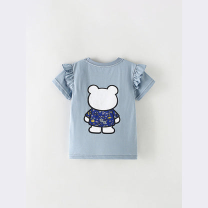 MyKids-USA® Summer Girls’ Cartoon Pattern T-shirt in European and American Style