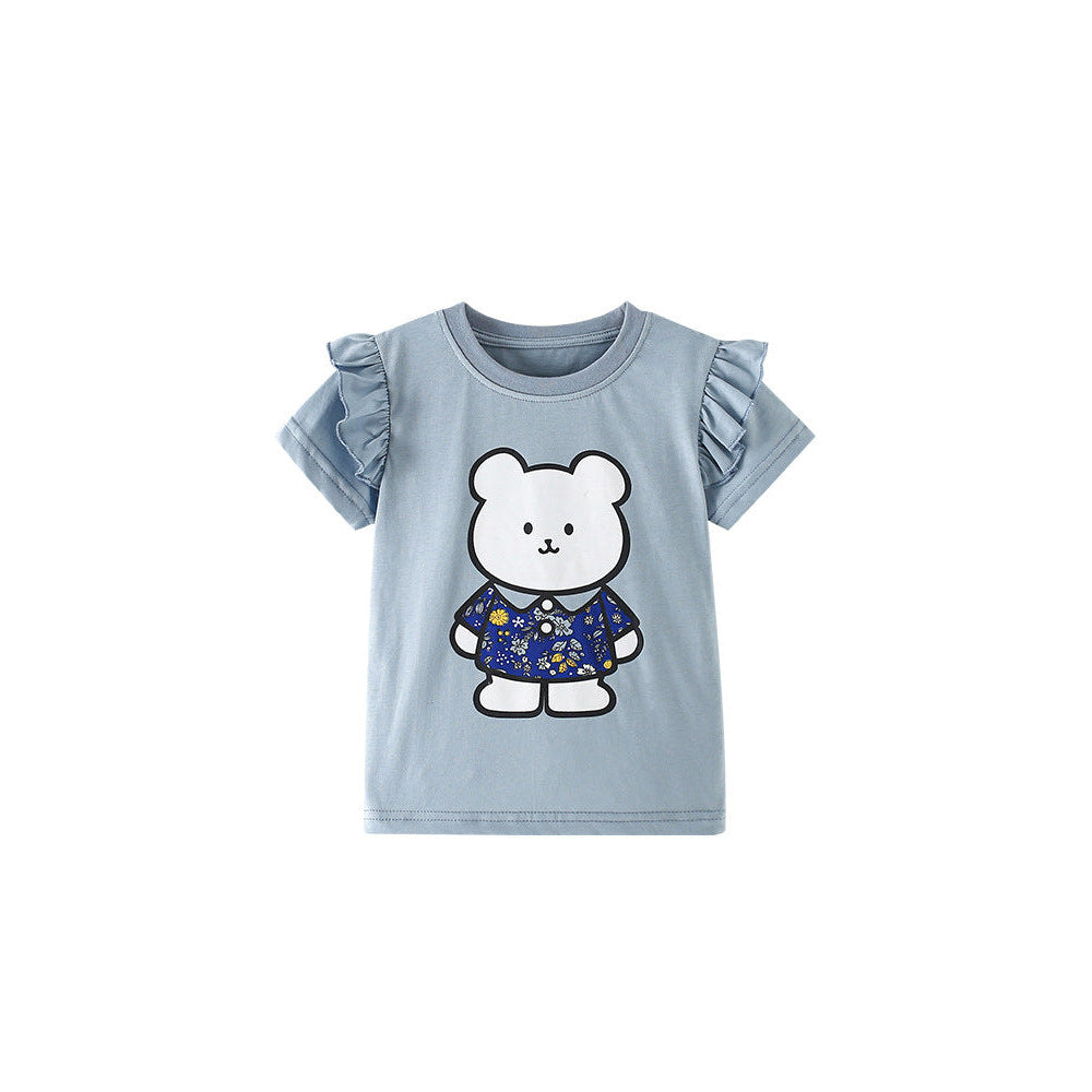 MyKids-USA® Summer Girls’ Cartoon Pattern T-shirt in European and American Style