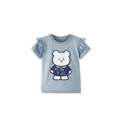 MyKids-USA® Summer Girls’ Cartoon Pattern T-shirt in European and American Style