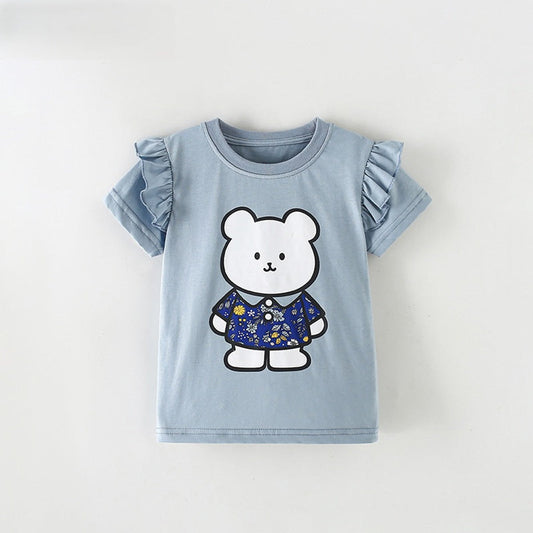 MyKids-USA® Girls’ Cartoon Pattern T-shirt in European and American Style