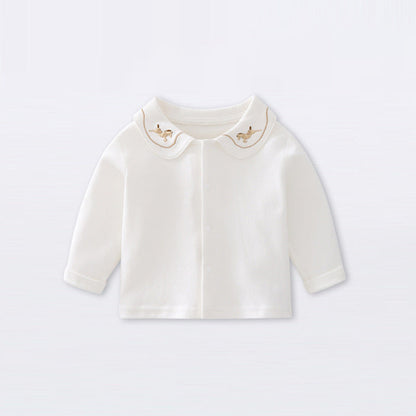 MyKids-USA® Arrival Spring and Autumn Baby Kids Girls Embroidered Pattern Collar Shirt
