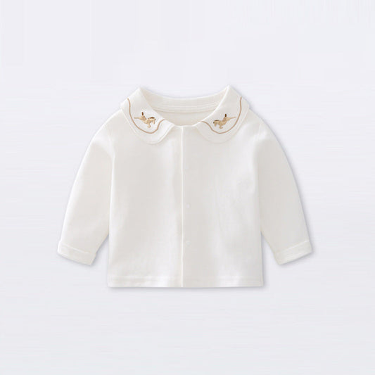 MyKids-USA® Baby Kids Girls Embroidered Pattern Collar Shirt