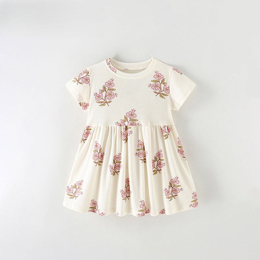 MyKids-USA® Summer Baby Kids Girls Short Sleeves Flowers Pattern Dress