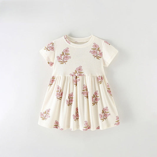 MyKids-USA® Baby Kids Girls Short Sleeves Flowers Pattern Dress
