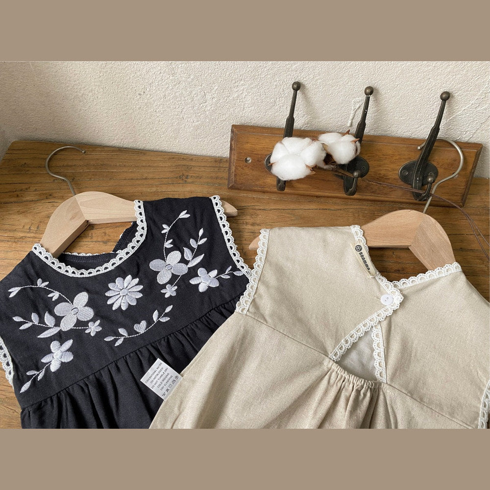 MyKids-USA® Design Summer Baby Kids Sleeveless Flowers Embroidered Bodysuit with Hat