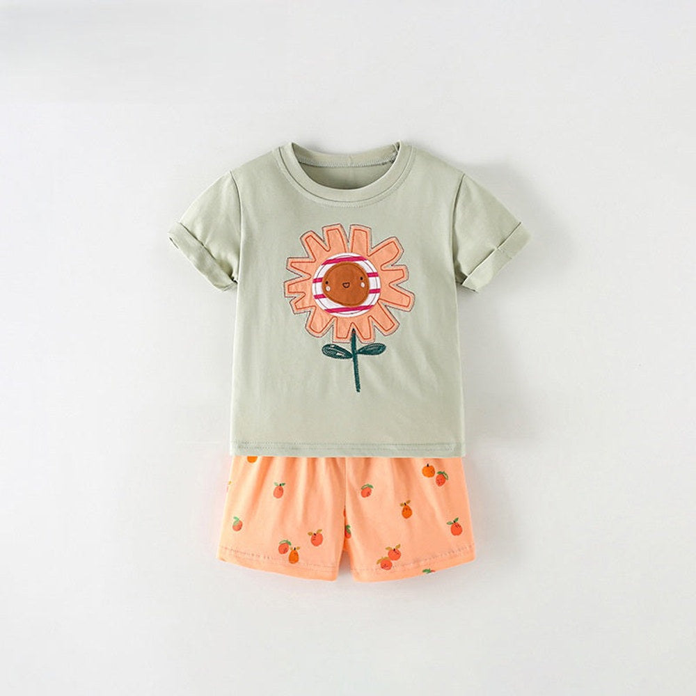 MyKids-USA® Baby Kids Girls Short Sleeves Cartoon Pattern T-shirt and Shorts Clothing Set