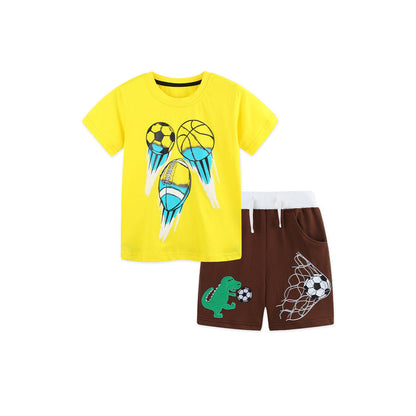 MyKids-USA® Baby Kids Boys Short Sleeves Cartoon Pattern T-shirt and Shorts Clothing Set