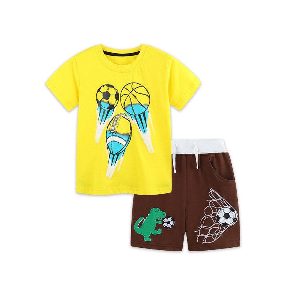MyKids-USA® Baby Kids Boys Short Sleeves Cartoon Pattern T-shirt and Shorts Clothing Set