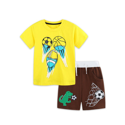 MyKids-USA® Baby Kids Boys Short Sleeves Cartoon Pattern T-shirt and Shorts Clothing Set