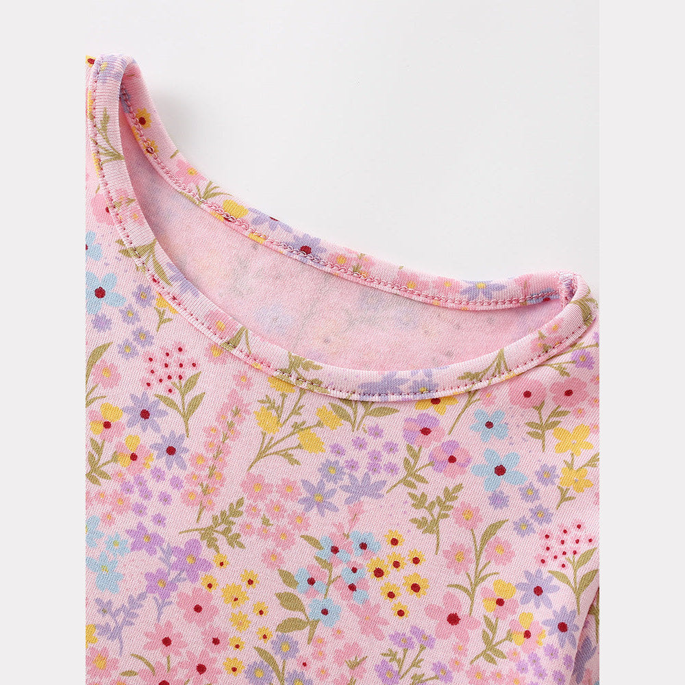 MyKids-USA® Baby Kids Girls Short Sleeves Floral Pattern Dress