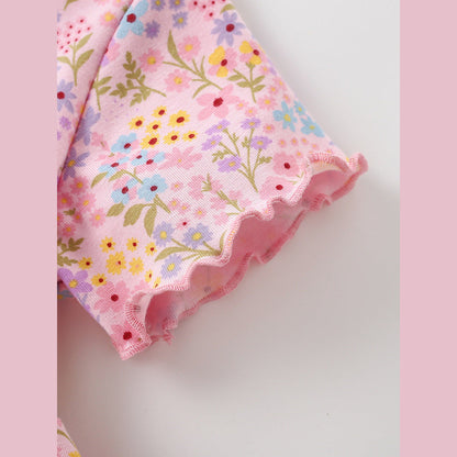 MyKids-USA® Baby Kids Girls Short Sleeves Floral Pattern Dress