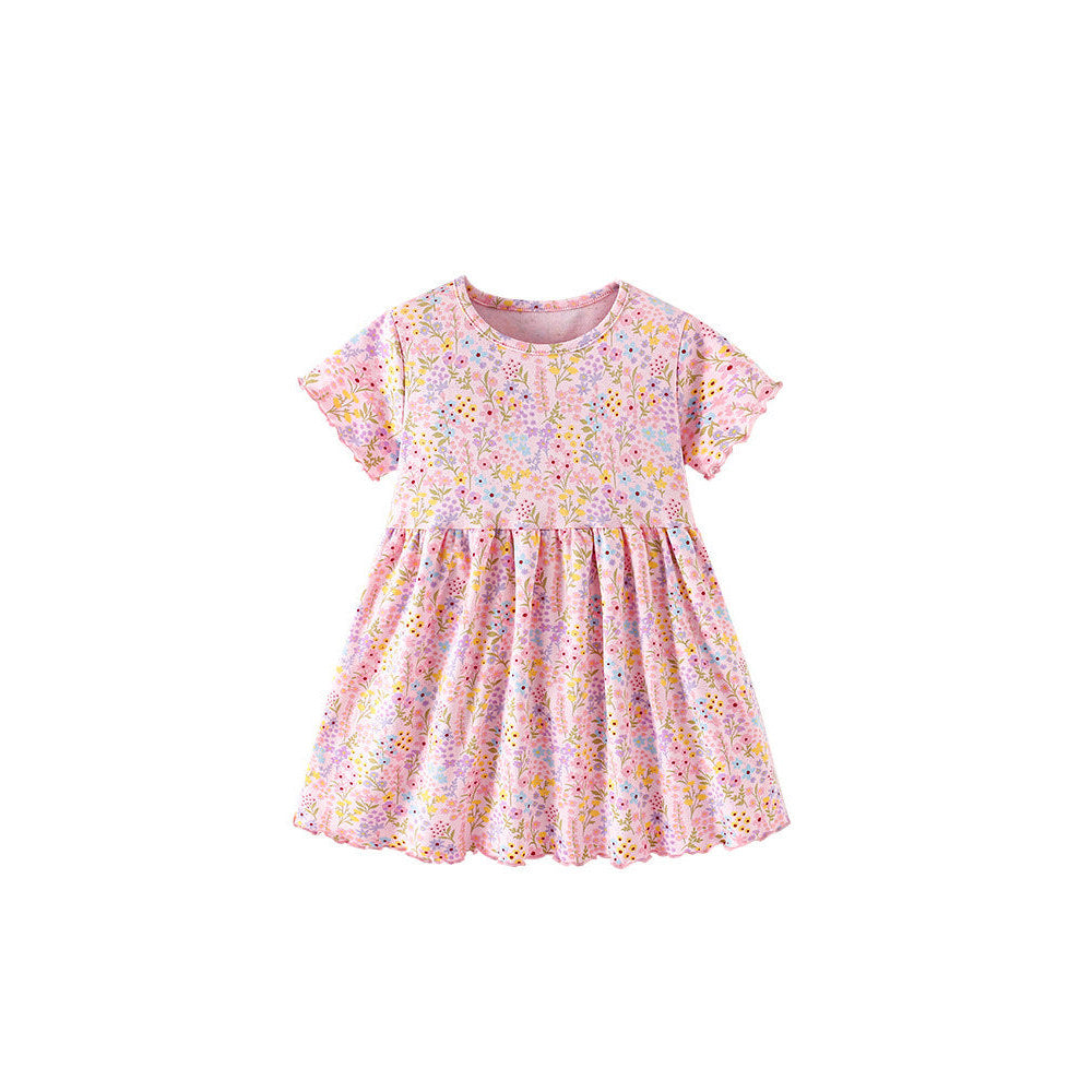 MyKids-USA® Baby Kids Girls Short Sleeves Floral Pattern Dress
