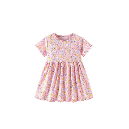MyKids-USA® Baby Kids Girls Short Sleeves Floral Pattern Dress
