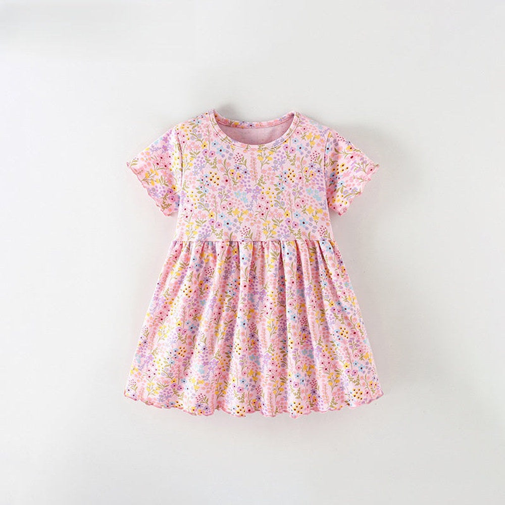 MyKids-USA® Baby Kids Girls Short Sleeves Floral Pattern Dress