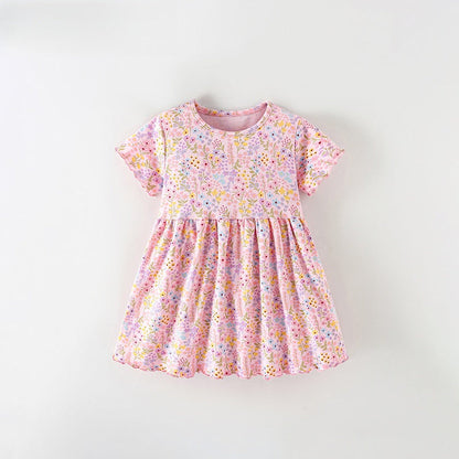 MyKids-USA® Baby Kids Girls Short Sleeves Floral Pattern Dress