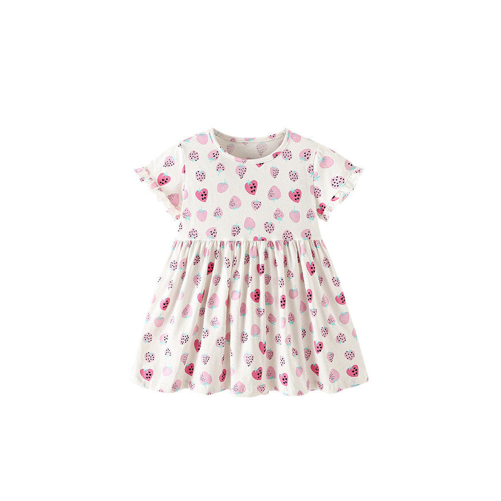 MyKids-USA® Baby Kids Girls Short Sleeves Fruits Pattern Dress