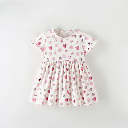 MyKids-USA® Baby Kids Girls Short Sleeves Fruits Pattern Dress