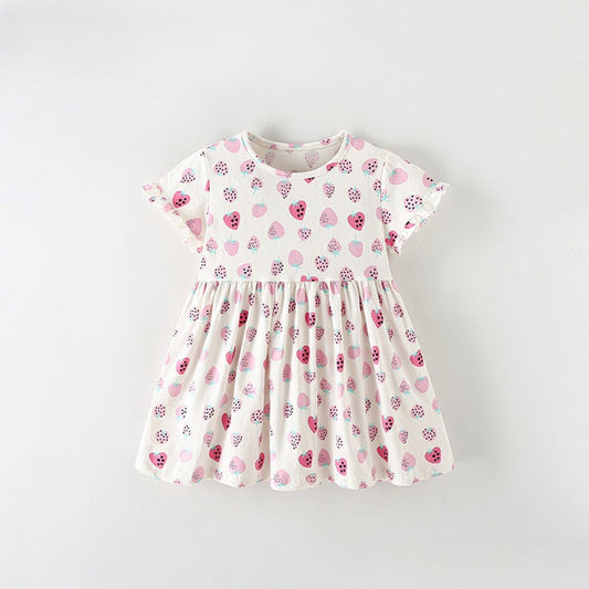 MyKids-USA® Baby Kids Girls Short Sleeves Fruits Pattern Dress