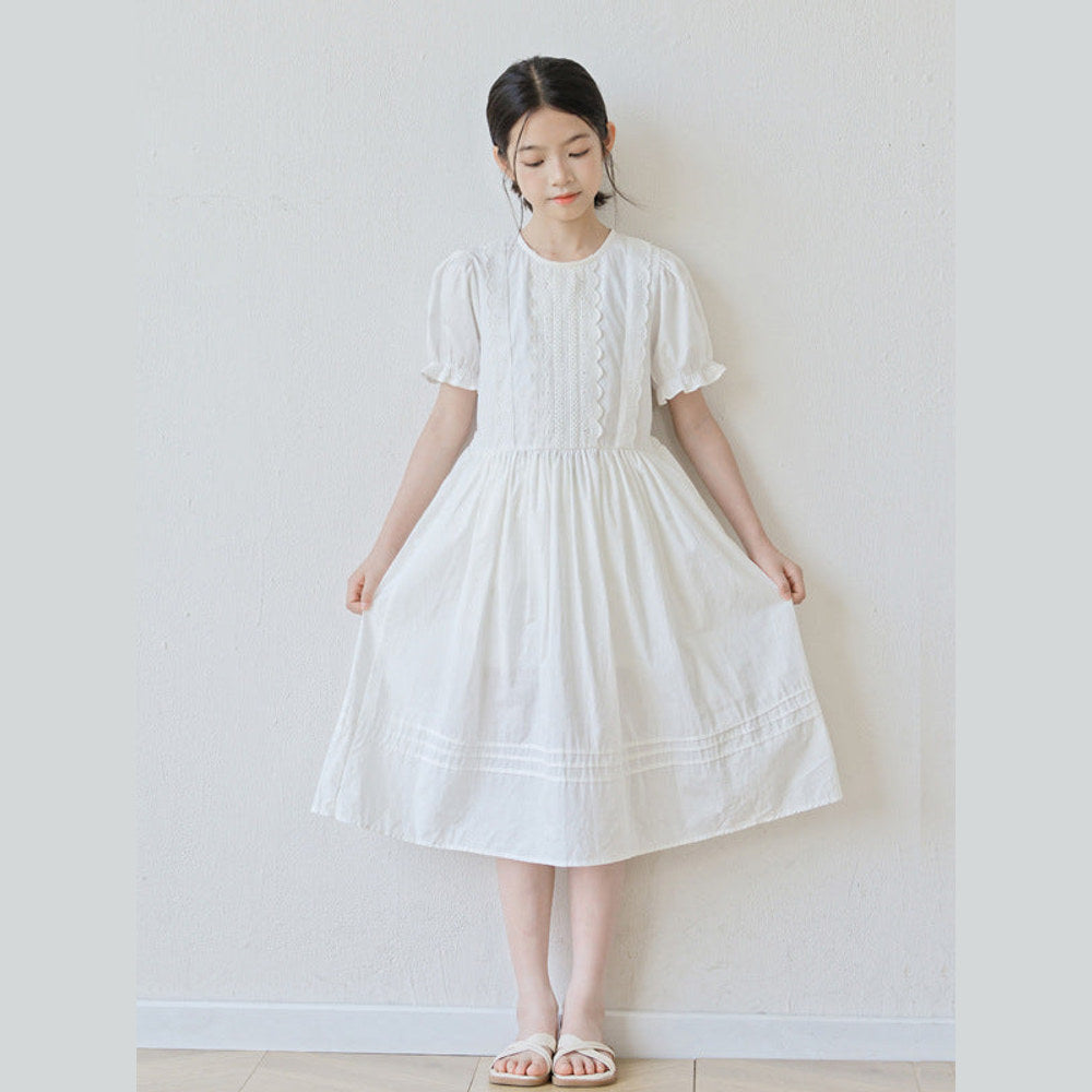MyKids-USA® Short Sleeves Solid Color Crew Neck Dress for Stylish Girls