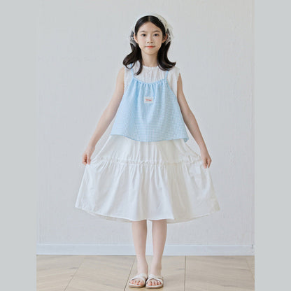 MyKids-USA® Sleeveless Plaid Color Patchwork Dress for Stylish Girls