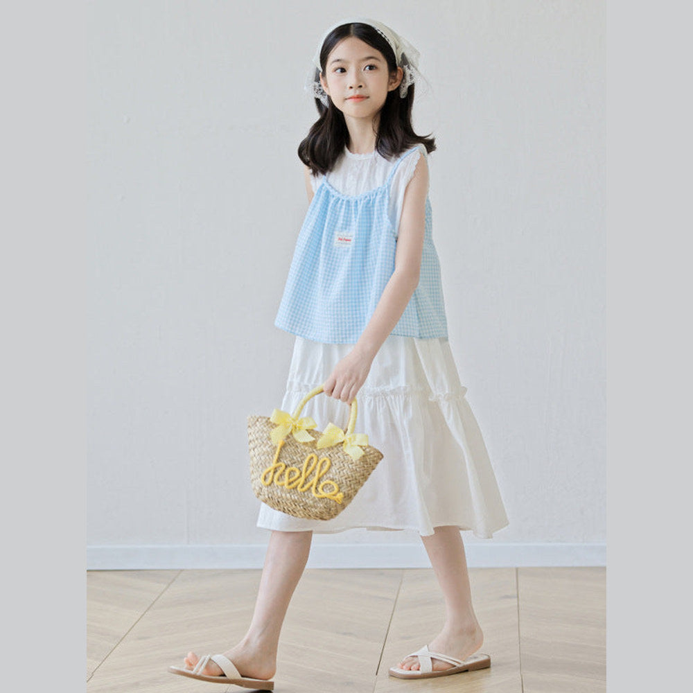 MyKids-USA® Sleeveless Plaid Color Patchwork Dress for Stylish Girls